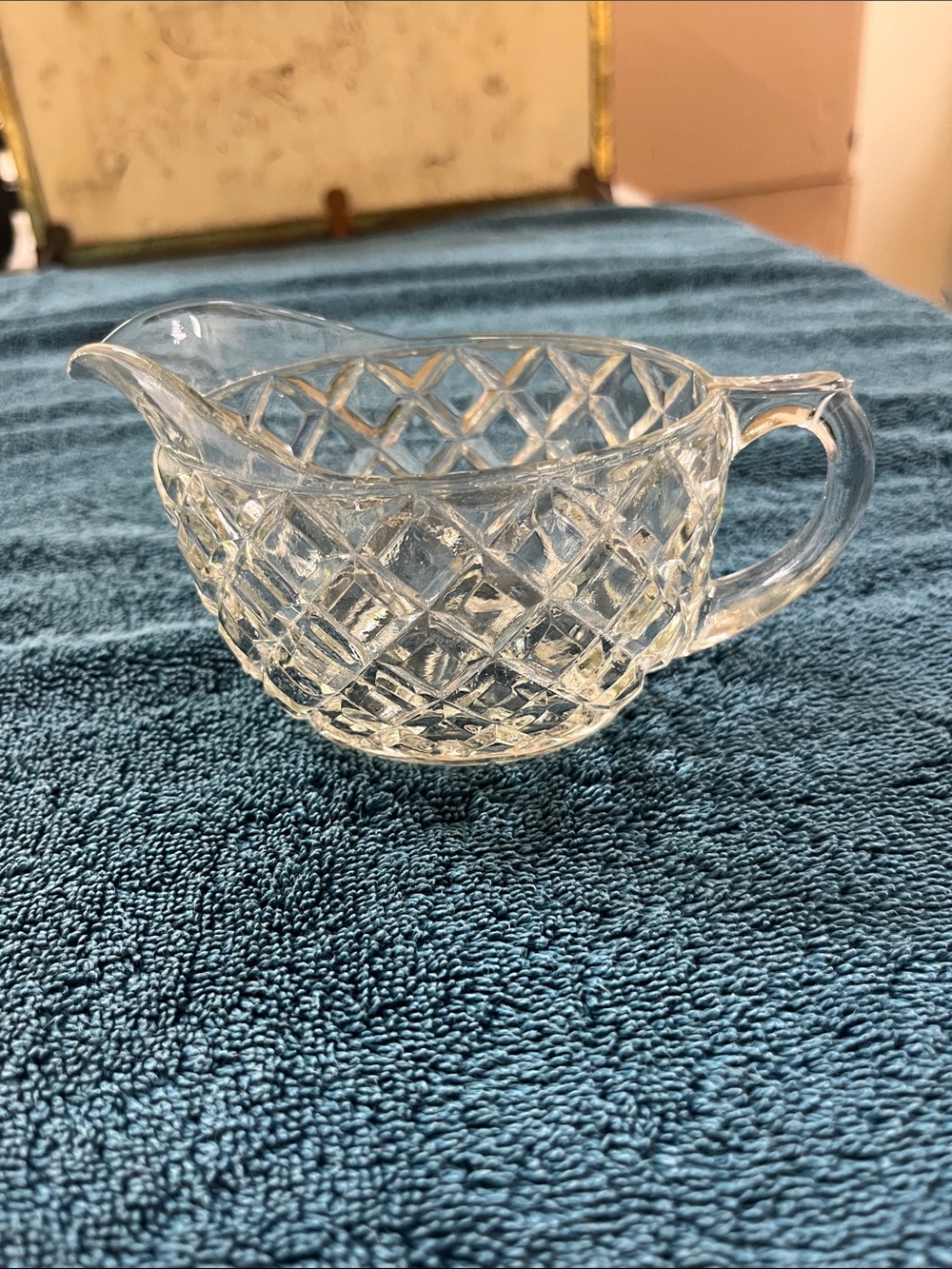 Waterford clear “waffle“ glass creamer